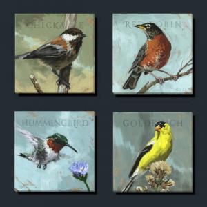 Chickadee, Red Robin, Hummingbird, Goldfinch