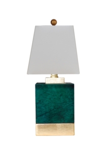 Emerald Green Jade Square with Gold Leaf Base and Finial, 13" high x 7 wide"