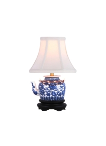 Blue/White Teapot, 12.5x7" soft bell shade