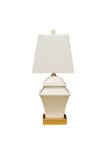 Ivory Square Accent Lamp, 15 x 7" square shade, matching finial